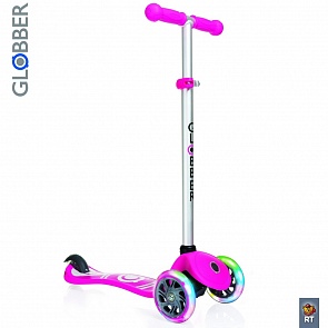 Самокат Y-SCOO Globber Primo Fantasy с 3 светящимися колесами Logo Neon pink (Y-SCOO Globber, 6554rt)